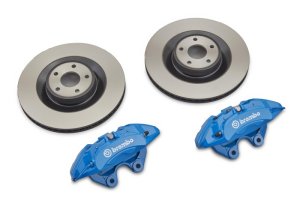Ford Focus Brake Kit - Front - Ford Racing - 15 in. Brembo Rotors, 4-Piston Brembo Calipers - Gloss Black, RS Blue - `13-`18